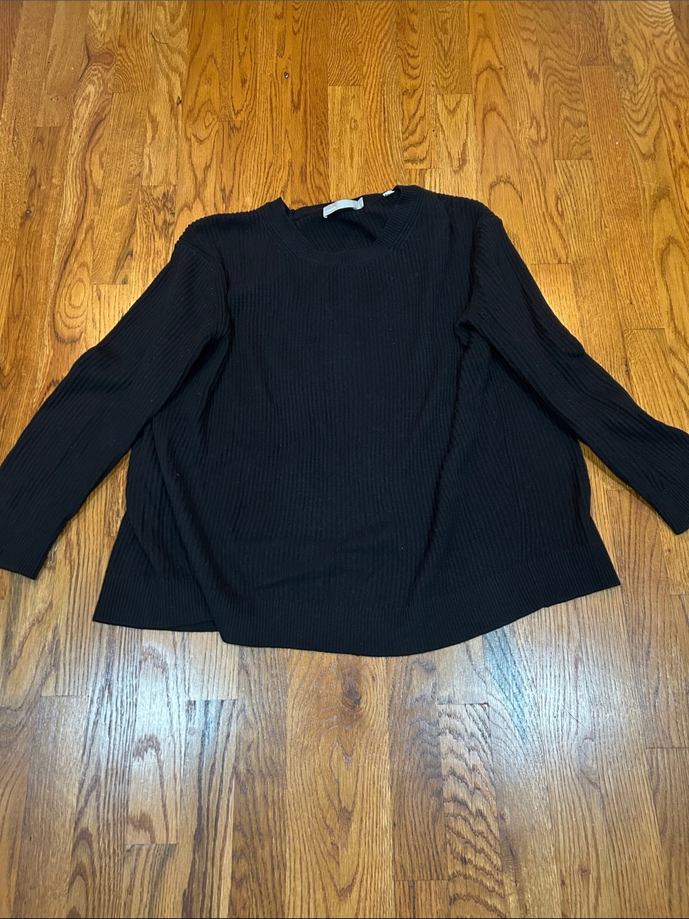 Vince Black Ribbed Long-Sleeve Pullover